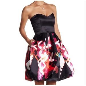 Parker Black Remi Holilights Black Multicolor Formal Strapless Dress Size 2 NWT